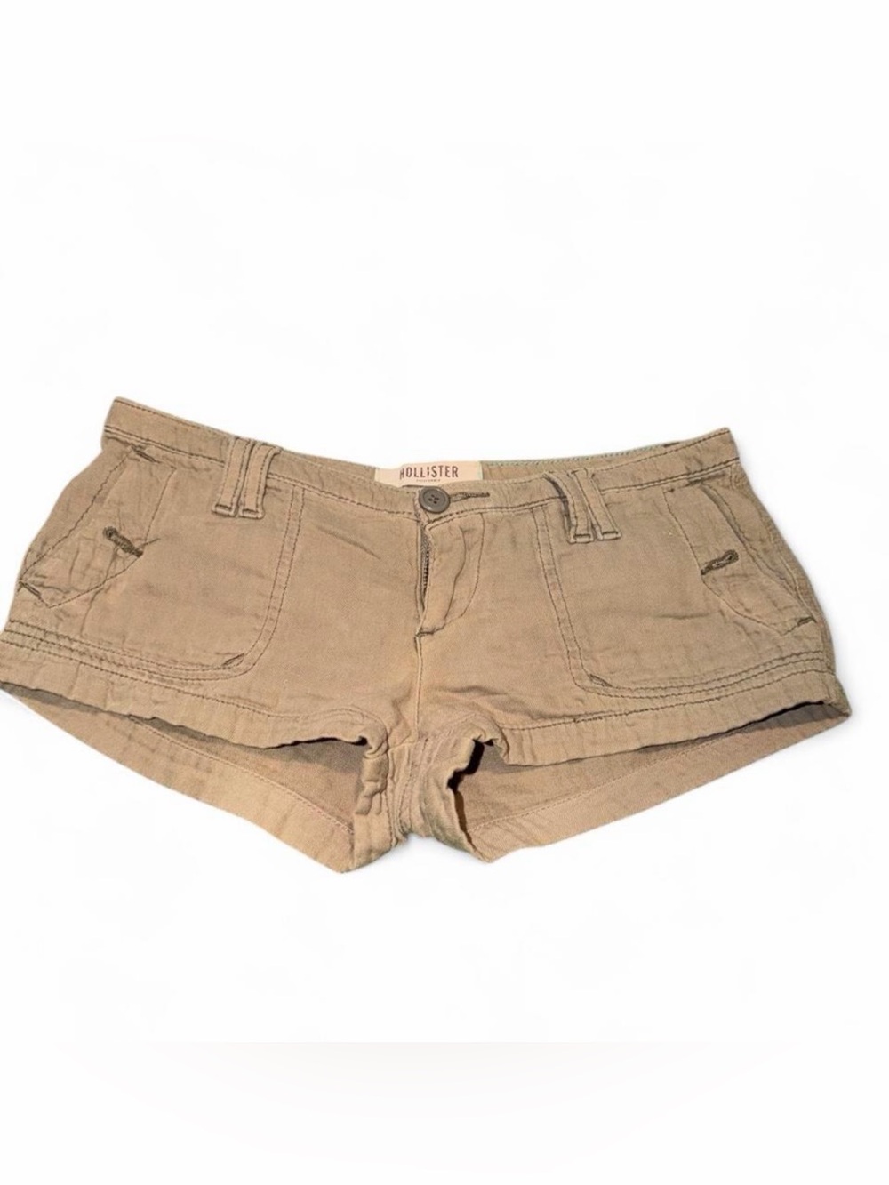 Rare vintage Y2K Hollister Women's Tan Low-Rise cotton Shorts